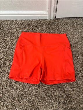 Senita Athletics Coral-Red Bike Shorts